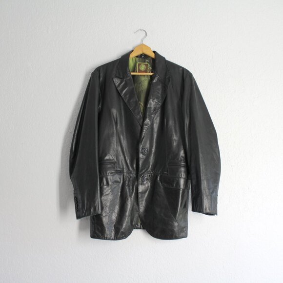 Kuhlman Genuine Leather Black Jacket paisley lining Men Size 3 / M - Picture 9 of 10